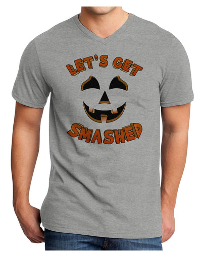 Let's Get Smashed Pumpkin Adult V-Neck T-shirt by TooLoud-Mens V-Neck T-Shirt-TooLoud-HeatherGray-Small-Davson Sales