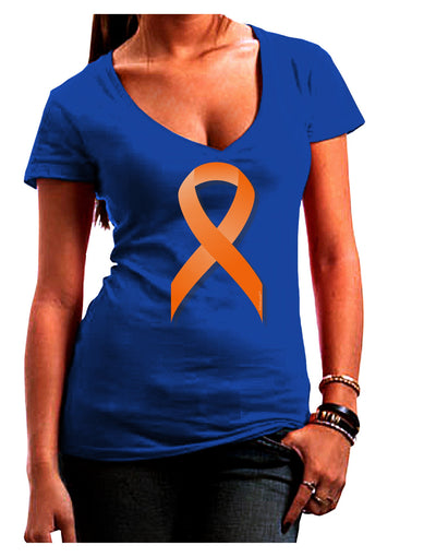 Leukemia Awareness Ribbon - Orange Juniors V-Neck Dark T-Shirt-Womens V-Neck T-Shirts-TooLoud-Royal-Blue-Juniors Fitted Small-Davson Sales