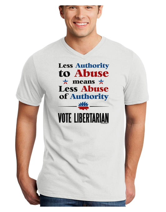 Libertarian Against Authority Abuse Adult V-Neck T-shirt-Mens V-Neck T-Shirt-TooLoud-White-Small-Davson Sales