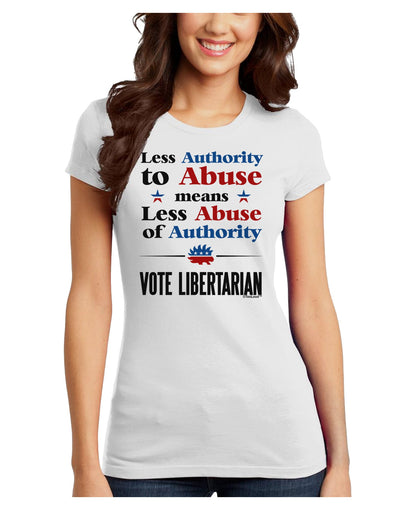 Libertarian Against Authority Abuse Juniors Petite T-Shirt-T-Shirts Juniors Tops-TooLoud-White-Juniors Fitted X-Small-Davson Sales