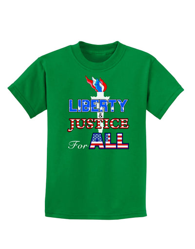 Liberty and Justice for All Childrens Dark T-Shirt-Childrens T-Shirt-TooLoud-Kelly-Green-X-Small-Davson Sales