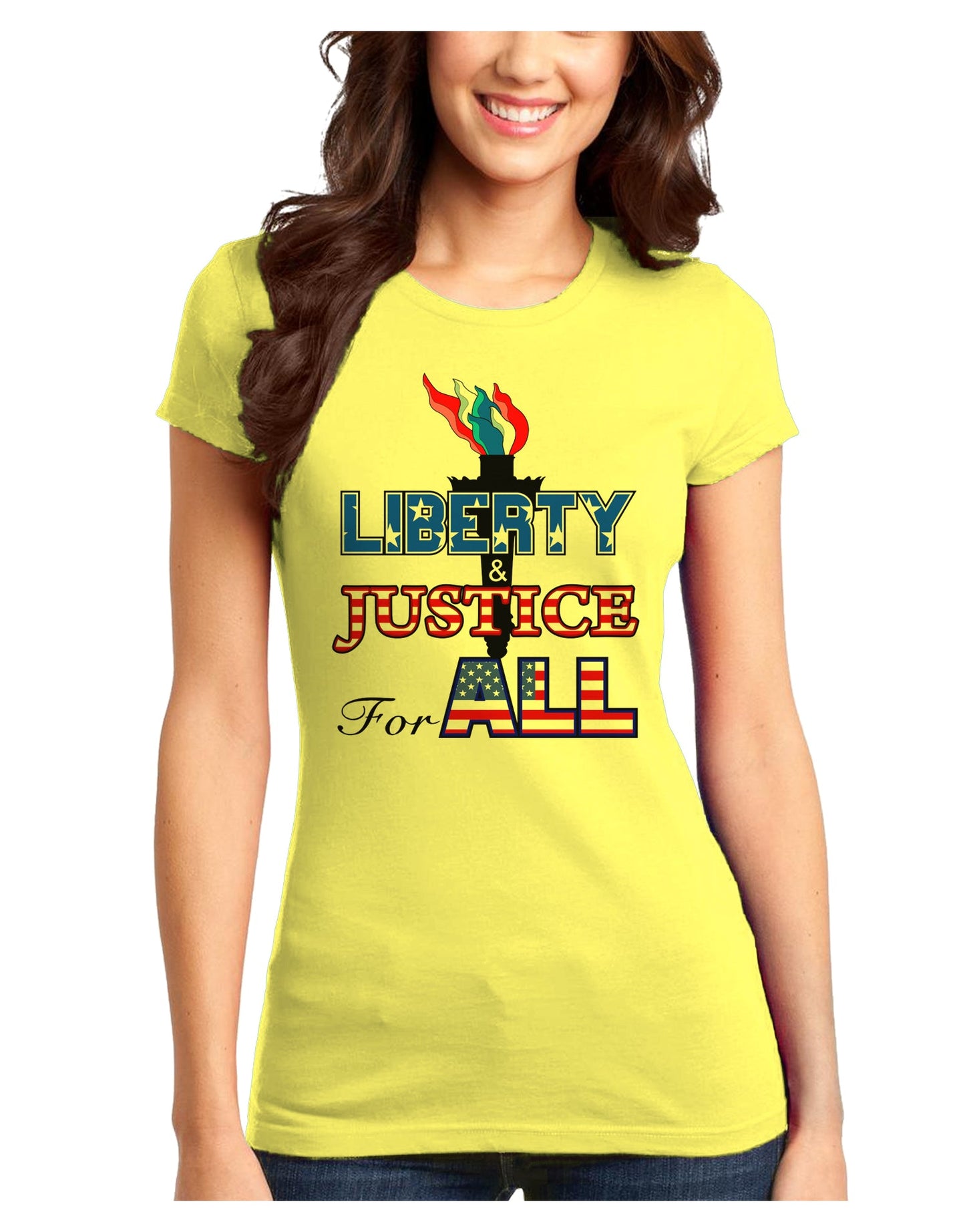 Liberty and Justice for All Juniors T-Shirt-Womens Juniors T-Shirt-TooLoud-Yellow-Juniors Fitted XS-Davson Sales