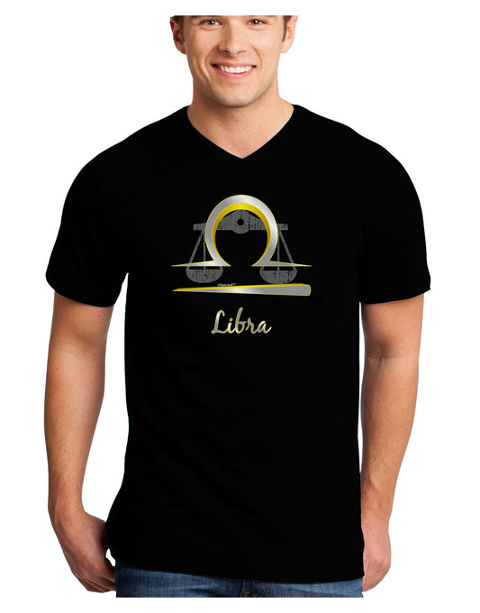 Libra Symbol Adult Dark V-Neck T-Shirt-TooLoud-Black-Small-Davson Sales