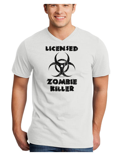 Licensed Zombie Killer - Biohazard Adult V-Neck T-shirt by TooLoud-Mens V-Neck T-Shirt-TooLoud-White-Small-Davson Sales