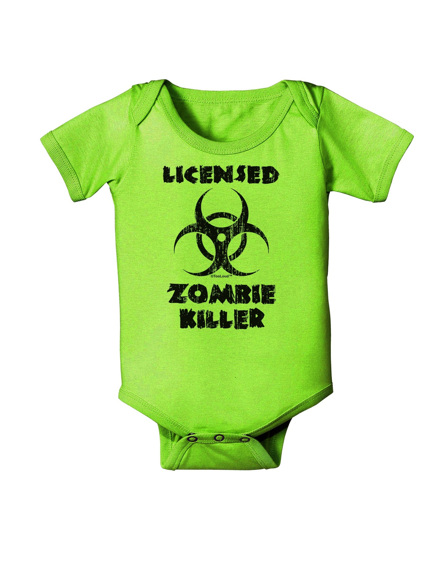 Licensed Zombie Killer - Biohazard Baby Romper Bodysuit by TooLoud-Baby Romper-TooLoud-Lime-Green-06-Months-Davson Sales