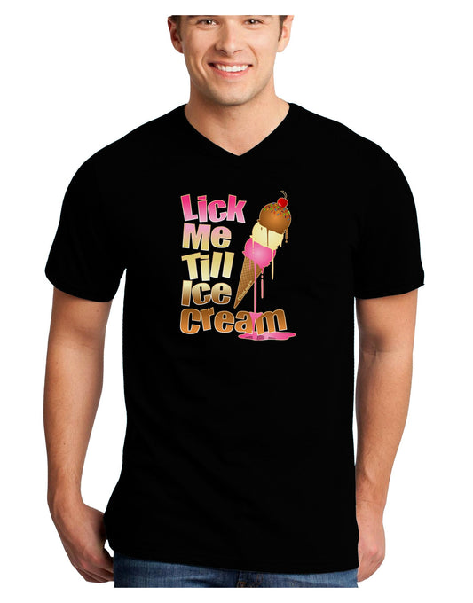 Lick Me Till Ice Cream Adult Dark V-Neck T-Shirt-Mens V-Neck T-Shirt-TooLoud-Black-Small-Davson Sales
