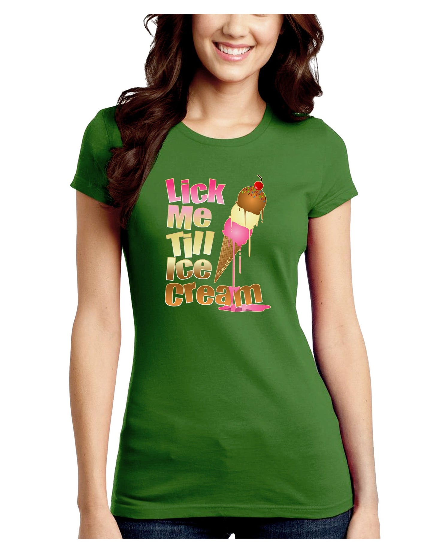 Lick Me Till Ice Cream Juniors Petite Crew Dark T-Shirt-T-Shirts Juniors Tops-TooLoud-Kiwi-Green-Juniors Fitted Small-Davson Sales