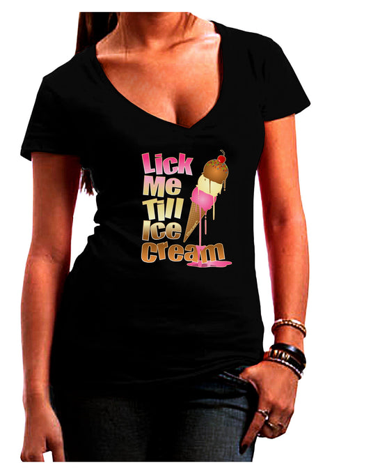 Lick Me Till Ice Cream Womens V-Neck Dark T-Shirt-Womens V-Neck T-Shirts-TooLoud-Black-Juniors Fitted Small-Davson Sales