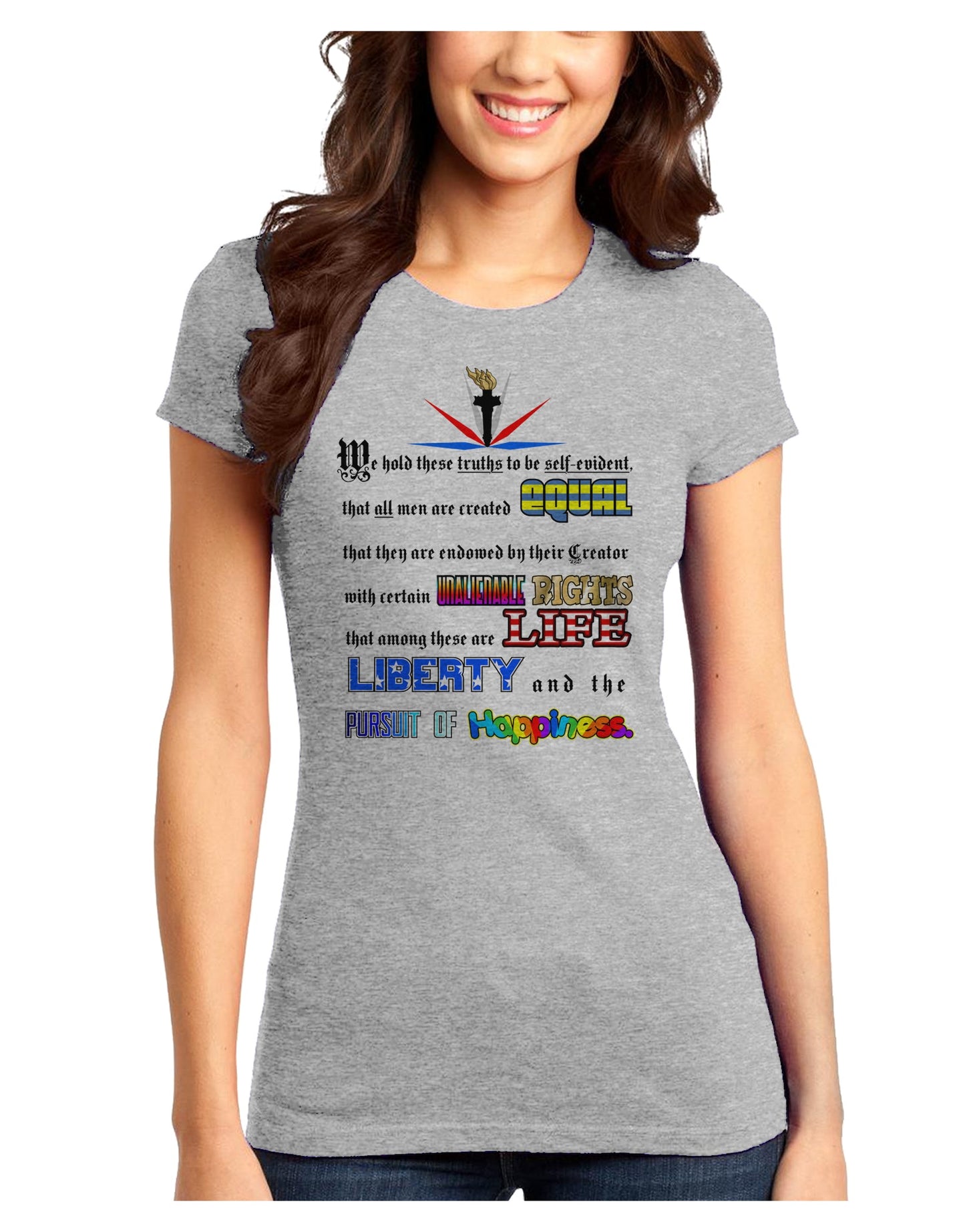 Life Liberty Pursuit of Happiness Juniors T-Shirt-Womens Juniors T-Shirt-TooLoud-Ash-Gray-Juniors Fitted XS-Davson Sales