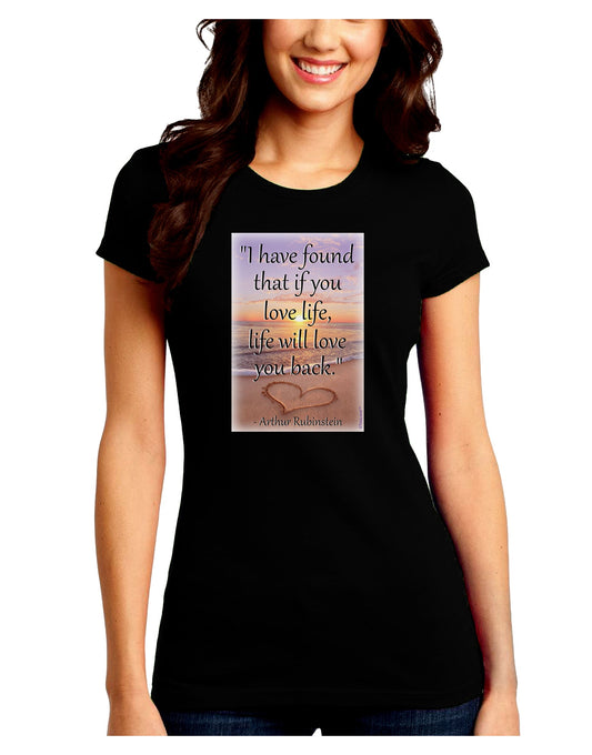 Life Will Love You Back Juniors Petite Crew Dark T-Shirt by TooLoud-T-Shirts Juniors Tops-TooLoud-Black-Juniors Fitted Small-Davson Sales
