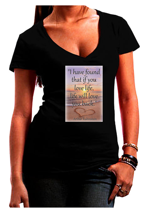 Life Will Love You Back Womens V-Neck Dark T-Shirt by TooLoud-Womens V-Neck T-Shirts-TooLoud-Black-Juniors Fitted Small-Davson Sales