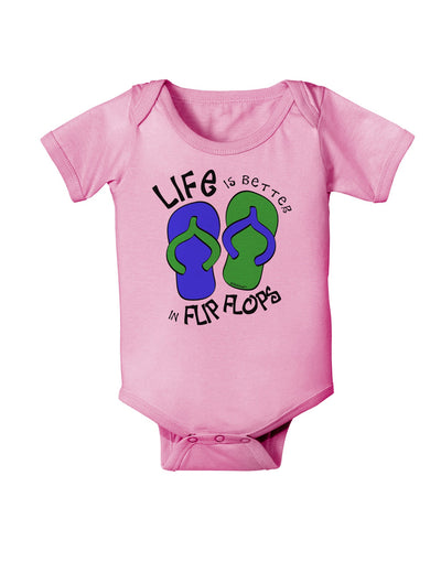 Life is Better in Flip Flops - Blue and Green Baby Romper Bodysuit-Baby Romper-TooLoud-Light-Pink-06-Months-Davson Sales