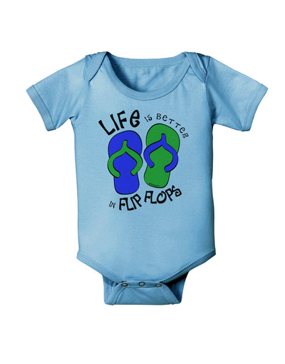 Life is Better in Flip Flops - Blue and Green Baby Romper Bodysuit-Baby Romper-TooLoud-Light-Blue-06-Months-Davson Sales