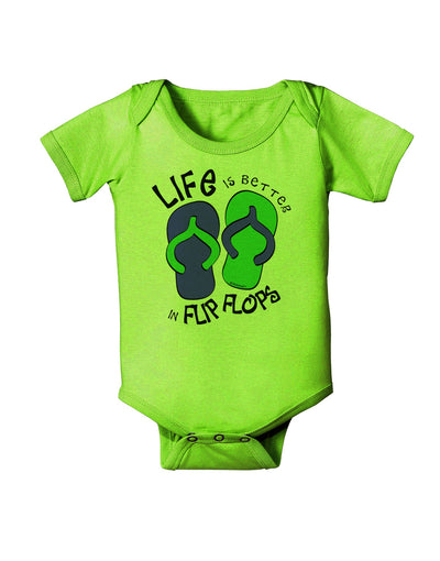 Life is Better in Flip Flops - Blue and Green Baby Romper Bodysuit-Baby Romper-TooLoud-Lime-Green-06-Months-Davson Sales