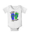 Life is Better in Flip Flops - Blue and Green Baby Romper Bodysuit-Baby Romper-TooLoud-White-06-Months-Davson Sales