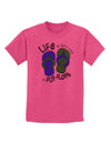 Life is Better in Flip Flops - Blue and Green Childrens T-Shirt-Childrens T-Shirt-TooLoud-Sangria-X-Small-Davson Sales