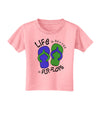 Life is Better in Flip Flops - Blue and Green Toddler T-Shirt-Toddler T-Shirt-TooLoud-Candy-Pink-2T-Davson Sales