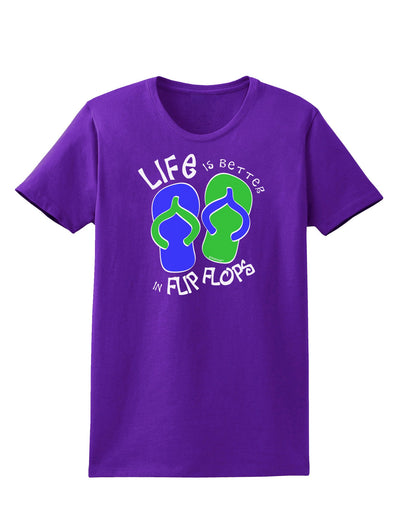 Life is Better in Flip Flops - Blue and Green Womens Dark T-Shirt-TooLoud-Purple-X-Small-Davson Sales