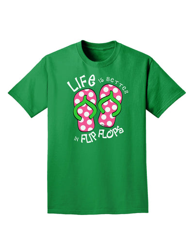 Life is Better in Flip Flops - Pink and Green Adult Dark T-Shirt-Mens T-Shirt-TooLoud-Kelly-Green-Small-Davson Sales