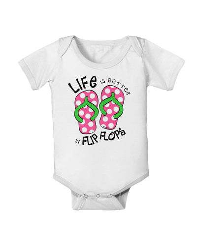 Life is Better in Flip Flops - Pink and Green Baby Romper Bodysuit-Baby Romper-TooLoud-White-06-Months-Davson Sales