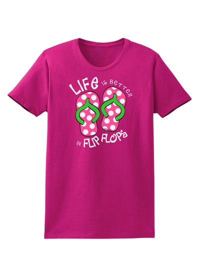 Life is Better in Flip Flops - Pink and Green Womens Dark T-Shirt-TooLoud-Hot-Pink-Small-Davson Sales