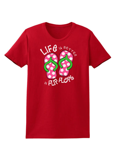 Life is Better in Flip Flops - Pink and Green Womens Dark T-Shirt-TooLoud-Red-X-Small-Davson Sales