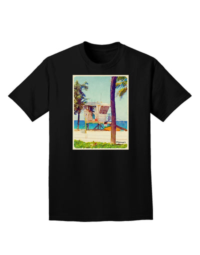 Lifeguard Station Watercolor Adult Dark T-Shirt-Mens T-Shirt-TooLoud-Black-Small-Davson Sales