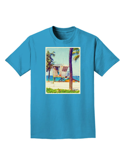 Lifeguard Station Watercolor Adult Dark T-Shirt-Mens T-Shirt-TooLoud-Turquoise-Small-Davson Sales