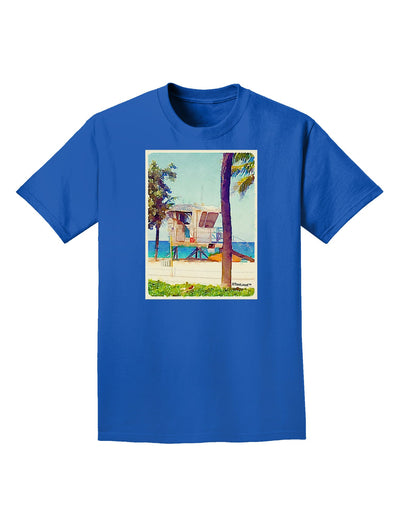 Lifeguard Station Watercolor Adult Dark T-Shirt-Mens T-Shirt-TooLoud-Royal-Blue-Small-Davson Sales