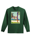 Lifeguard Station Watercolor Adult Long Sleeve Dark T-Shirt-TooLoud-Dark-Green-Small-Davson Sales