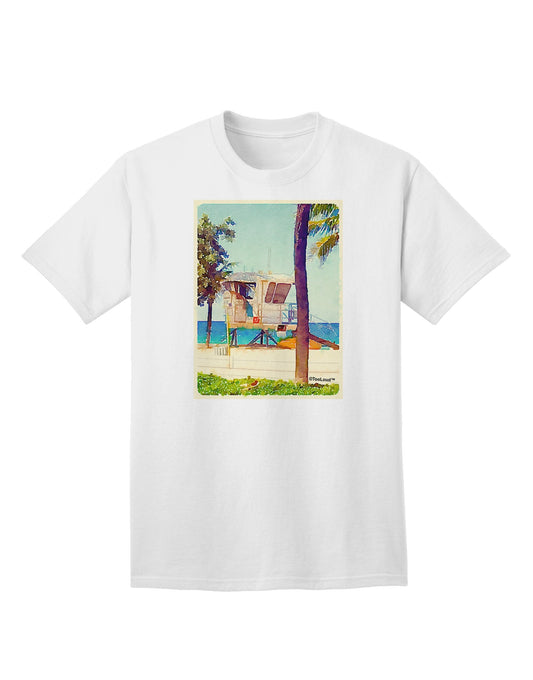 Lifeguard Station Watercolor Adult T-Shirt-Mens T-Shirt-TooLoud-White-Small-Davson Sales