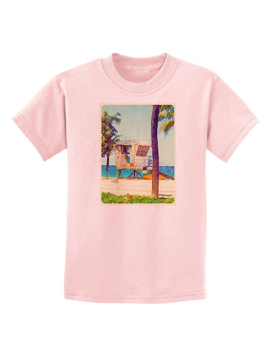 Lifeguard Station Watercolor Childrens T-Shirt-Childrens T-Shirt-TooLoud-PalePink-X-Small-Davson Sales