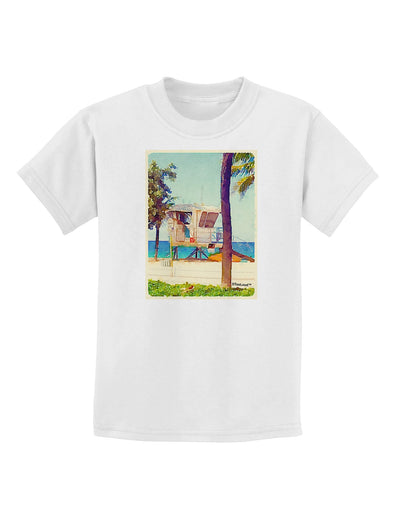 Lifeguard Station Watercolor Childrens T-Shirt-Childrens T-Shirt-TooLoud-White-X-Small-Davson Sales