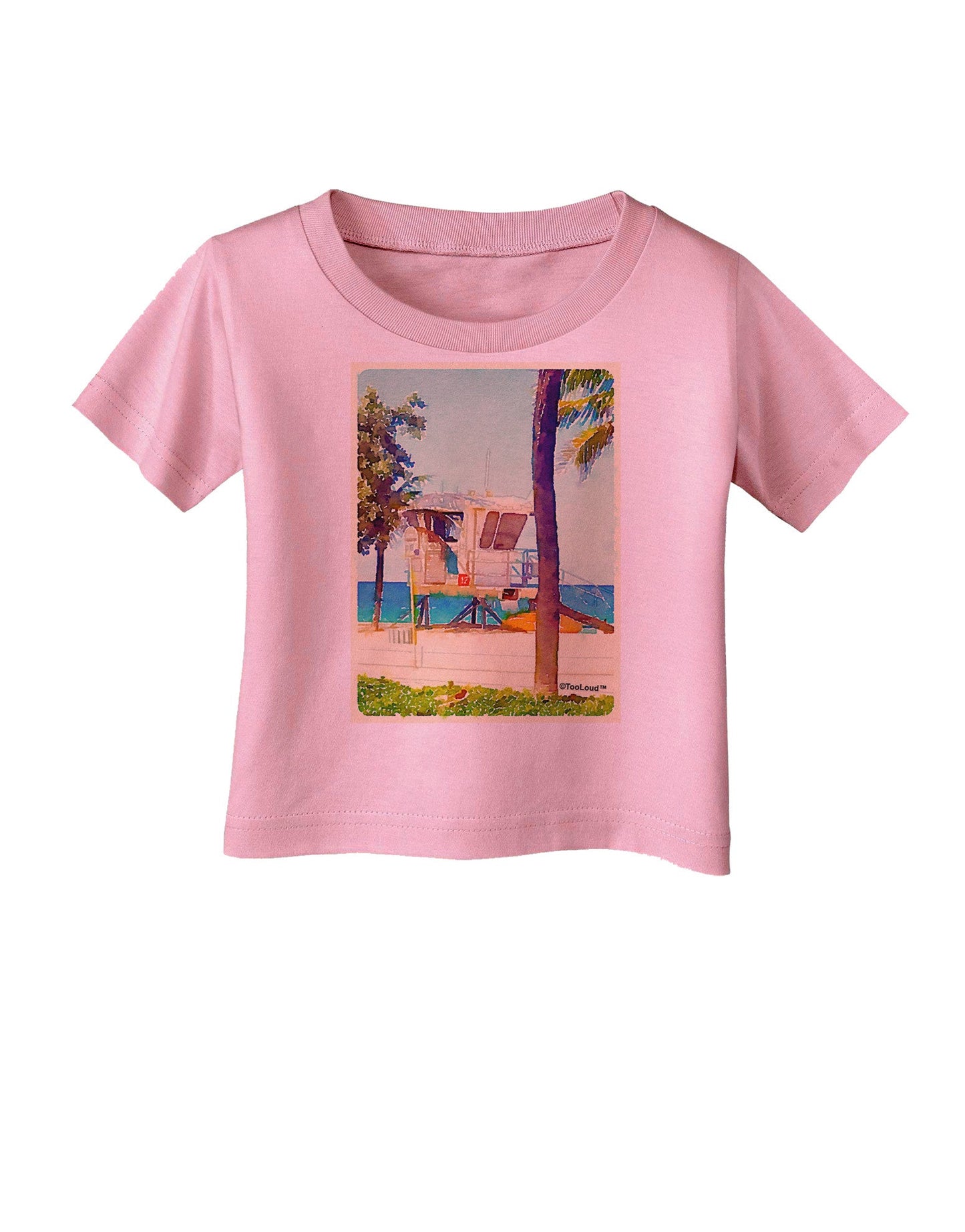 Lifeguard Station Watercolor Infant T-Shirt-Infant T-Shirt-TooLoud-Candy-Pink-06-Months-Davson Sales