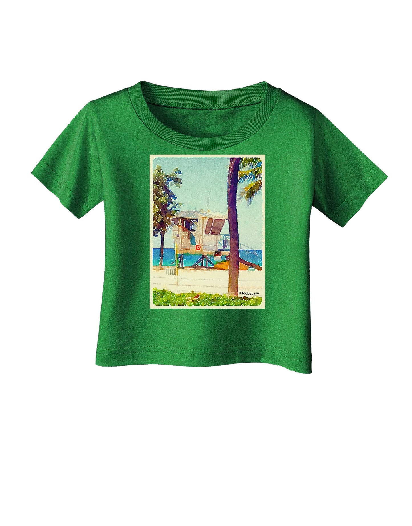 Lifeguard Station Watercolor Infant T-Shirt Dark-Infant T-Shirt-TooLoud-Clover-Green-06-Months-Davson Sales