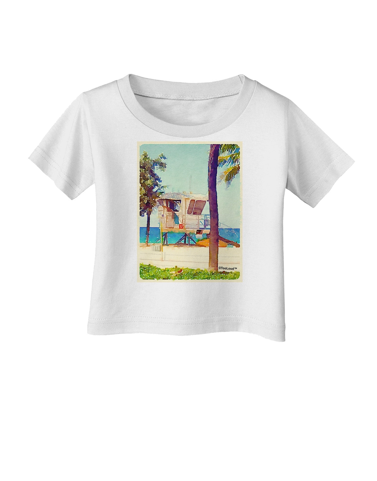 Lifeguard Station Watercolor Infant T-Shirt-Infant T-Shirt-TooLoud-White-06-Months-Davson Sales