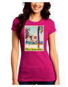 Lifeguard Station Watercolor Juniors Crew Dark T-Shirt-T-Shirts Juniors Tops-TooLoud-Hot-Pink-Juniors Fitted Small-Davson Sales