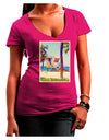 Lifeguard Station Watercolor Juniors V-Neck Dark T-Shirt-Womens V-Neck T-Shirts-TooLoud-Hot-Pink-Juniors Fitted Small-Davson Sales