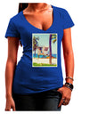 Lifeguard Station Watercolor Juniors V-Neck Dark T-Shirt-Womens V-Neck T-Shirts-TooLoud-Royal-Blue-Juniors Fitted Small-Davson Sales