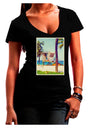 Lifeguard Station Watercolor Juniors V-Neck Dark T-Shirt-Womens V-Neck T-Shirts-TooLoud-Black-Juniors Fitted Small-Davson Sales