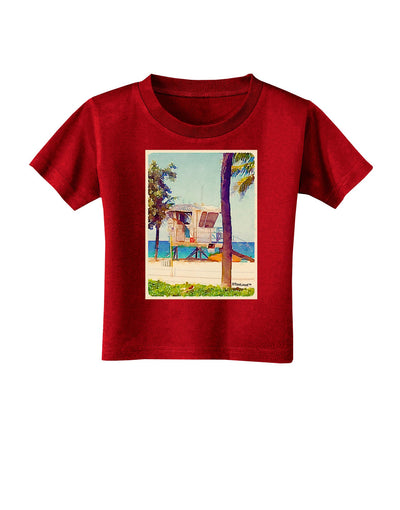 Lifeguard Station Watercolor Toddler T-Shirt Dark-Toddler T-Shirt-TooLoud-Red-2T-Davson Sales