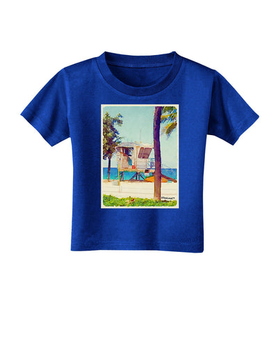 Lifeguard Station Watercolor Toddler T-Shirt Dark-Toddler T-Shirt-TooLoud-Royal-Blue-2T-Davson Sales