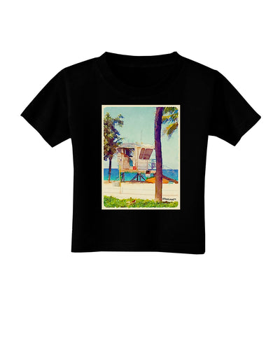 Lifeguard Station Watercolor Toddler T-Shirt Dark-Toddler T-Shirt-TooLoud-Black-2T-Davson Sales