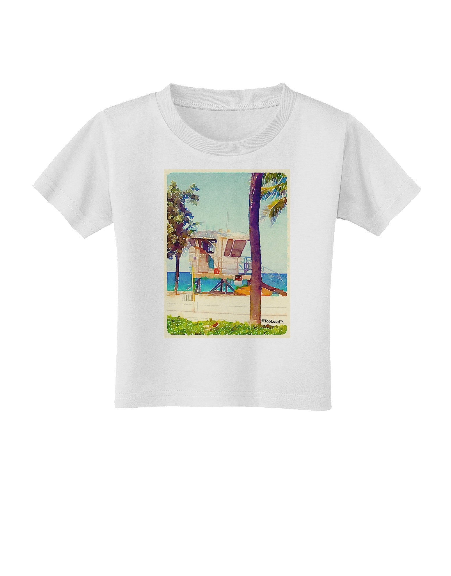 Lifeguard Station Watercolor Toddler T-Shirt-Toddler T-Shirt-TooLoud-White-2T-Davson Sales