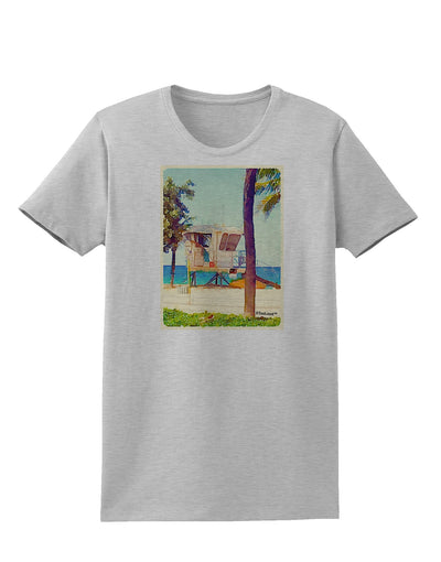 Lifeguard Station Watercolor Womens T-Shirt-Womens T-Shirt-TooLoud-AshGray-X-Small-Davson Sales