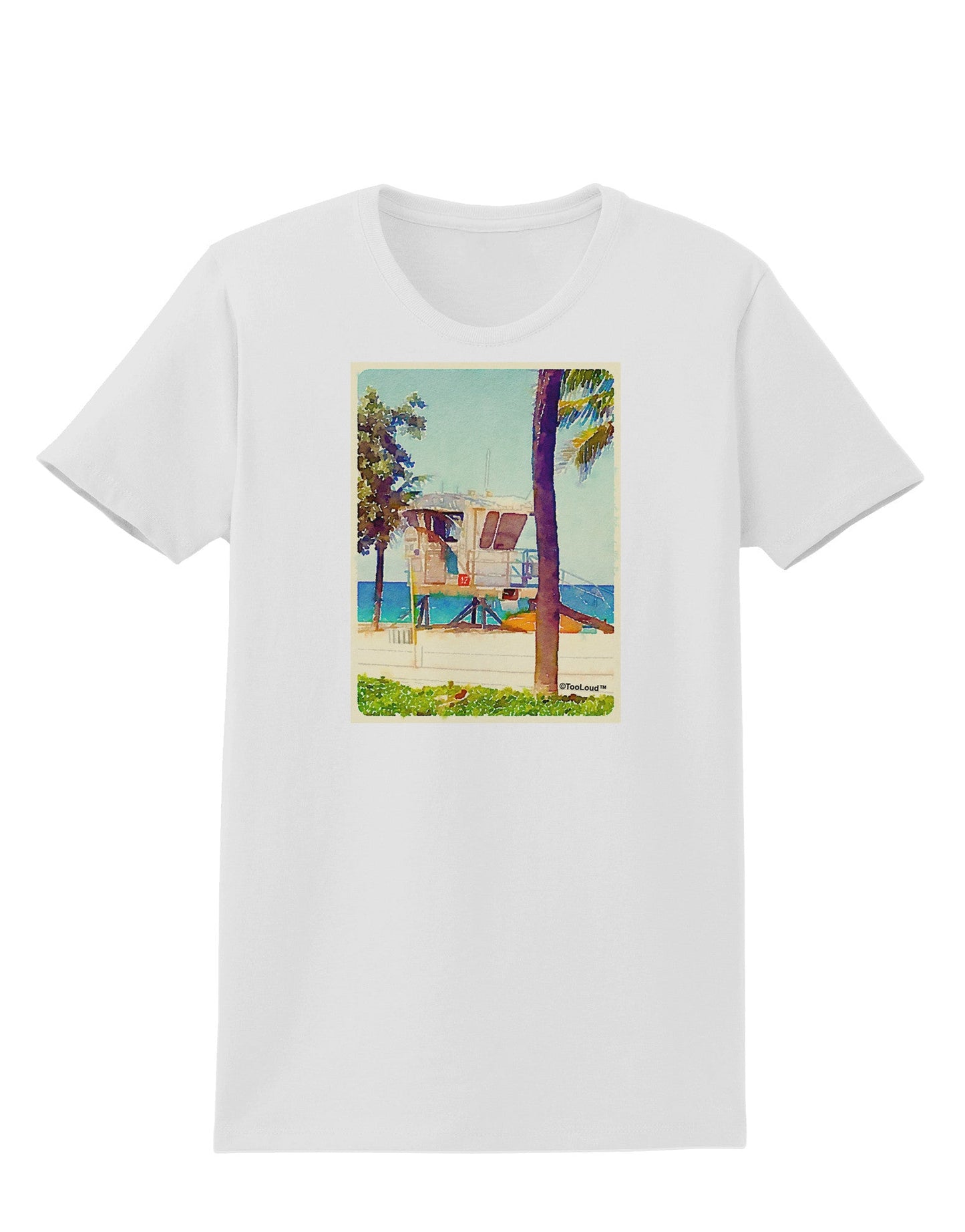 Lifeguard Station Watercolor Womens T-Shirt-Womens T-Shirt-TooLoud-White-X-Small-Davson Sales