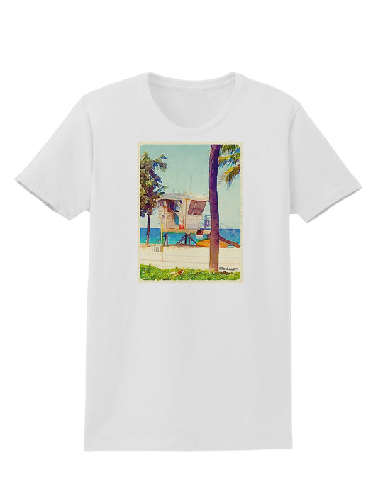 Lifeguard Station Watercolor Womens T-Shirt-Womens T-Shirt-TooLoud-White-X-Small-Davson Sales
