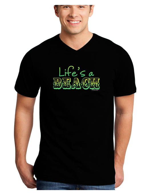 Lifes a Beach Color Adult Dark V-Neck T-Shirt by TooLoud-Mens V-Neck T-Shirt-TooLoud-Black-Small-Davson Sales