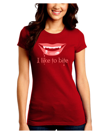 Like to Bite Juniors Crew Dark T-Shirt-T-Shirts Juniors Tops-TooLoud-Red-Juniors Fitted Small-Davson Sales