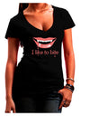 Like to Bite Juniors V-Neck Dark T-Shirt-Womens V-Neck T-Shirts-TooLoud-Black-Juniors Fitted Small-Davson Sales